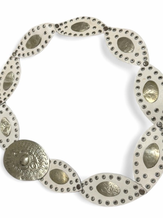 Vintage Moroccan-Statement Belt Silver Tone Medallion Disc-Boho-Festival- S/M - Picture 2 of 11